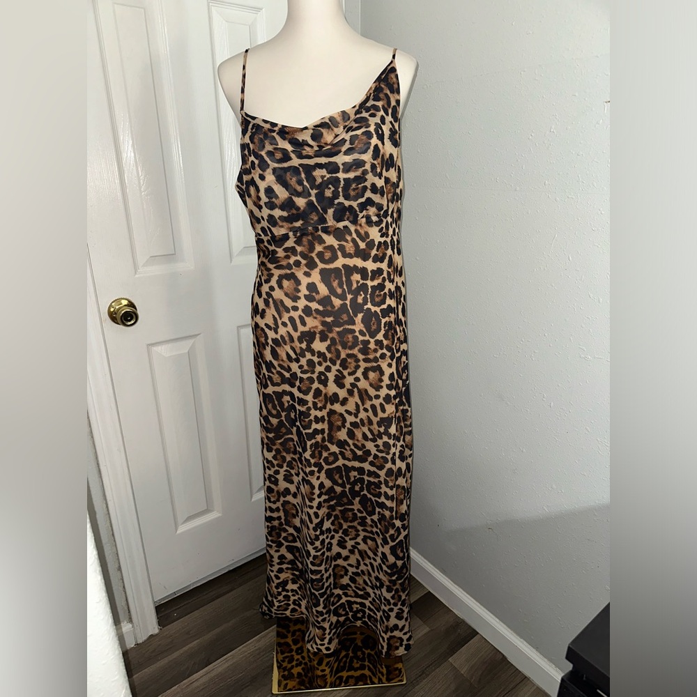ASOS Leopard Print Slip Maxi Dress